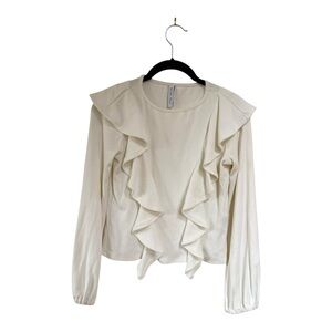 Rachel Pally Ruffle Knit Sweater in White Size S